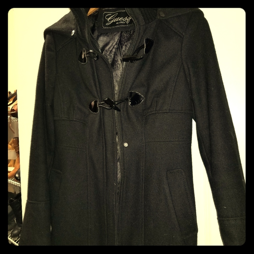 Womens Black Guess Peacoat